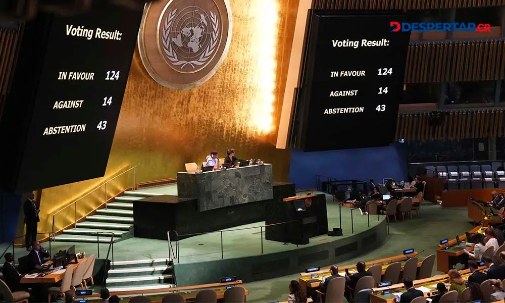 La Asamblea General de la ONU vot&oacute; este mi&eacute;rcoles una resoluci&oacute;n no vinculante para Israel. Foto: Bryan Smith / AFP.