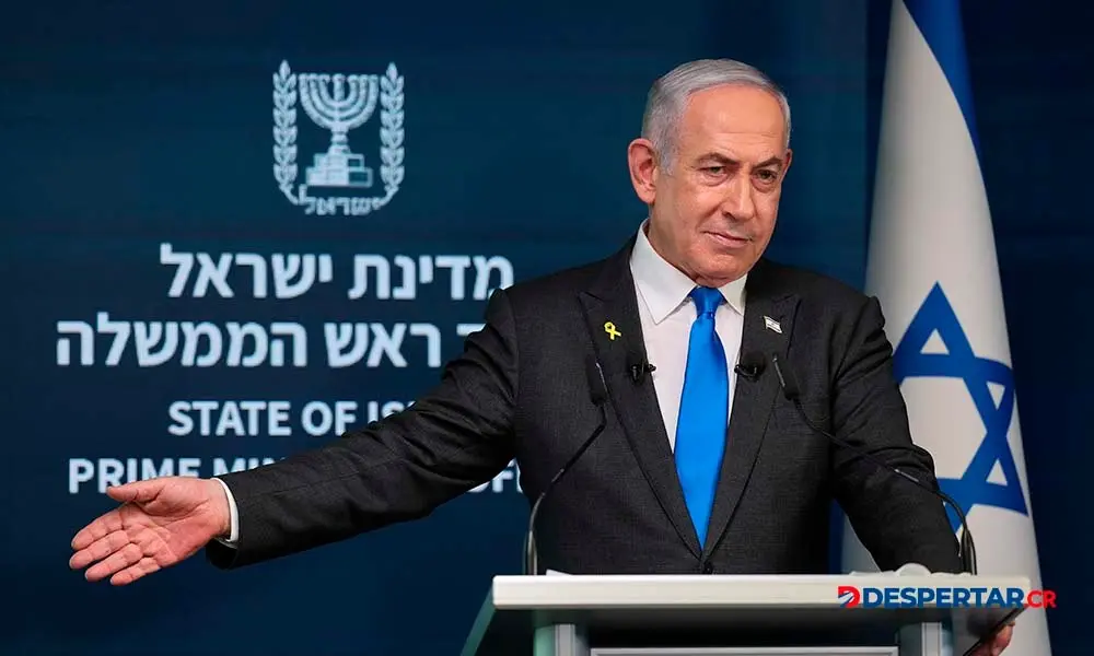El primer ministro de Israel, Benjamin Netanyahu, durante una conferencia de prensa en Jerusal&eacute;n. Foto: Abrir Sultan / Pool / AFP.