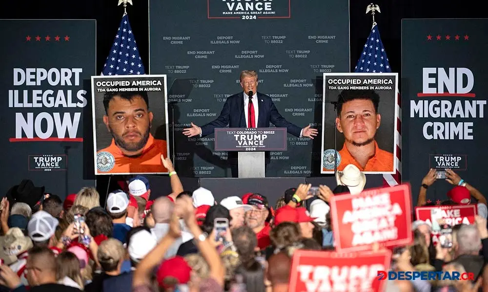 Donald Trump, expresidente de Estados y candidato presidencial republicano, en un acto de campa&ntilde;a en Aurora, Colorado. Foto: Jason Connolly / AFP.