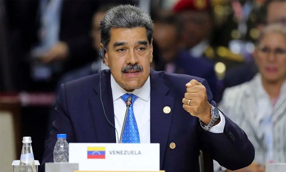 El presidente de Venezuela, Nicol&aacute;s Maduro, durante una sesi&oacute;n de la Asamblea de los BRICS, en Kazan, Rusia. Foto: Marcelo Garc&iacute;a / Presidencia de Venezuela / AFP.