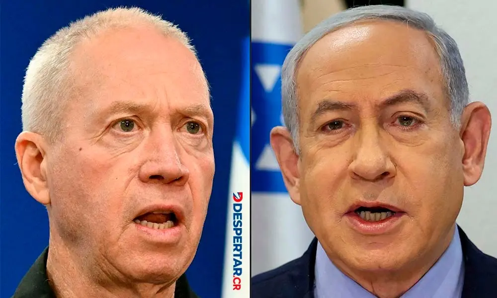 El exministro de Defensa de Israel, Yoav Gallant, y el primer ministro, Benjamin Netanyahu. Fotos: Alberto Pizzoli y Abrir Sultan / AFP.