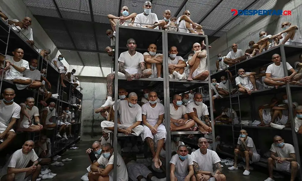 Los prisioneros recluidos en el CECOT est&aacute;n bajo vigilancia permanente. Foto: Marvin Recinos / AFP.