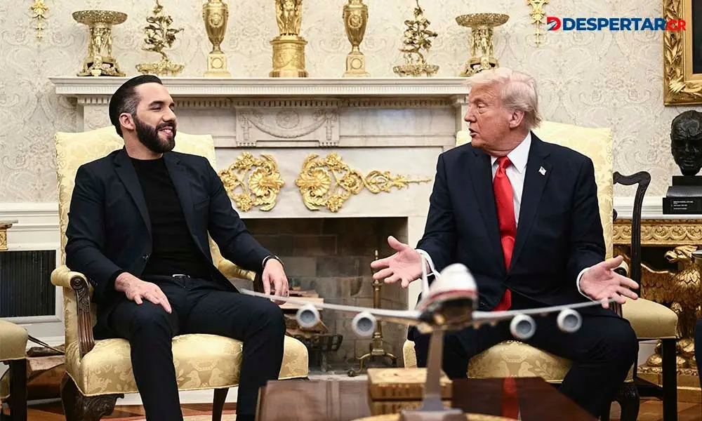 El presidente de Estados Unidos, Donald Trump, recibi&oacute; hoy a su colega de El Salvador, Nayib Bukele. Foto: Brendan Smialowski / AFP