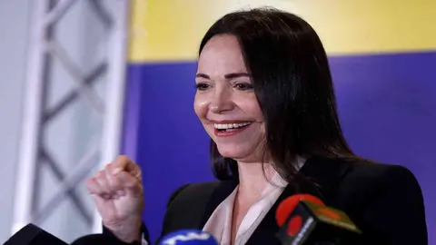 Mar&iacute;a Corina Machado, candidata presidencial suspendida en Venezuela. Foto: AFP.