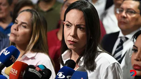 Mar&iacute;a Corina Machado no podr&aacute; inscribir su candidatura presidencial en Venezuela. El plazo vence el lunes. Foto: Federico Parra / AFP.