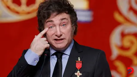 Javier Milei, presidente de Argentina, de viaje por Espa&ntilde;a. Foto: Oscar Del Pozo / AFP.