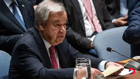 El secretario general de la ONU, Ant&oacute;nio Guterres, present&oacute; el c&oacute;digo de conducta contra la desinformaci&oacute;n en Internet. Foto: Yuki Iwamura / AFP.