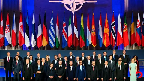 Los l&iacute;deres de la OTAN afirmaron su apoyo a Ucrania, que a&uacute;n no es miembro pleno de la organizaci&oacute;n. Foto: Saul Loeb / AFP.