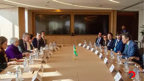 El ministro de Finanzas de Brasil, Fernando Haddad, se reuni&oacute; con la secretaria del Tesoro de Estados Unidos, Janet Yellen, al margen de la Cumbre Ministerial del G20. Foto: Bruno Kaiuca / AFP.