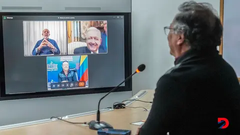 El presidente de Colombia, Gustavo Petro, convers&oacute; con sus colegas Luis Inacio Lula da Silva, de Brasil, y Andr&eacute;s Manuel L&oacute;pez Obrador, de M&eacute;xico. Foto: Juan Diego Cano / Presidencia de Colombia / AFP.