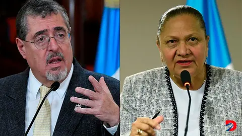 El presidente de Guatemala, Bernardo Ar&eacute;valo, y la fiscal general de ese pa&iacute;s, Consuelo Porras. Foto: Johan Ordo&ntilde;ez / AFP.