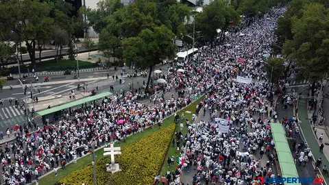 Vista de la manifestaci&oacute;n de este domingo en Ciudad de M&eacute;xico, contra la reforma judicial que impulsa el presidente, Andr&eacute;s Manuel L&oacute;pez Obrador. Foto: Silvana Flores / AFP.