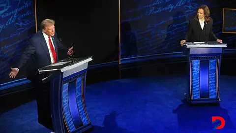 Donald Trump y Kamala Harris durante el debate presidencial del martes por la noche. Foto: Saul Loeb / AFP.