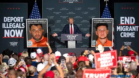 Donald Trump, expresidente de Estados y candidato presidencial republicano, en un acto de campa&ntilde;a en Aurora, Colorado. Foto: Jason Connolly / AFP.