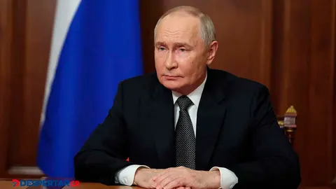 El presidente ruso, Vladimir Putin, se dirigi&oacute; al pa&iacute;s este jueves para anunciar que se reserva el derecho de atacar posiciones militares de occidente. Foto: Vyacheslav PROKOFYEV / POOL / AFP.