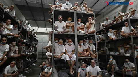 Los prisioneros recluidos en el CECOT est&aacute;n bajo vigilancia permanente. Foto: Marvin Recinos / AFP.